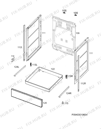 Взрыв-схема плиты (духовки) Electrolux EKC54953OW - Схема узла Housing 001